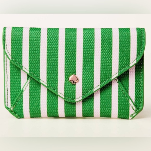 Kate Spade x Target Green/White Striped Envelope Card Case Wallet • NWT - Picture 1 of 4